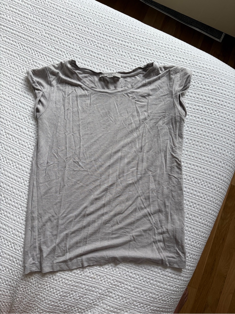 AllSaints Light Gray Short-Sleeve Crewneck Tee